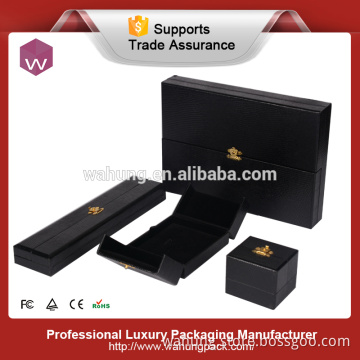 New Design Luxury Black Plastic Boxes Jewelry Set Packaging Box